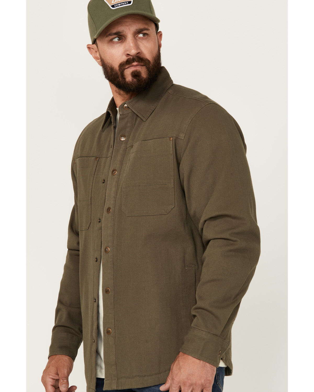 Image #2 - Dakota Grizzly Men's Elias Twill Fleece Lined Shirt Jacket, Olive, hi-res