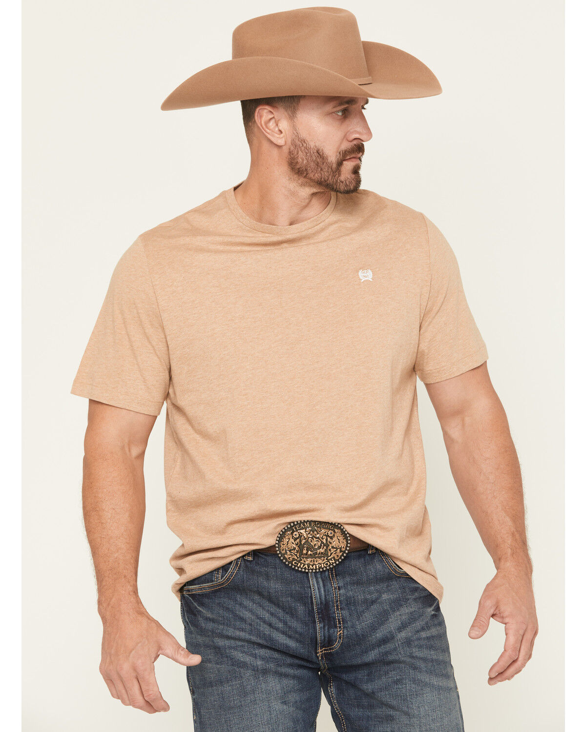 Image #1 - Cinch Men's Solid Logo Short Sleeve T-Shirt, Tan, hi-res
