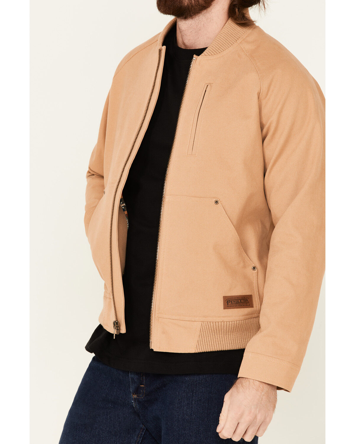 Image #3 - Pendleton Men's Pinehurst Canvas Bomber Jacket, Tan, hi-res