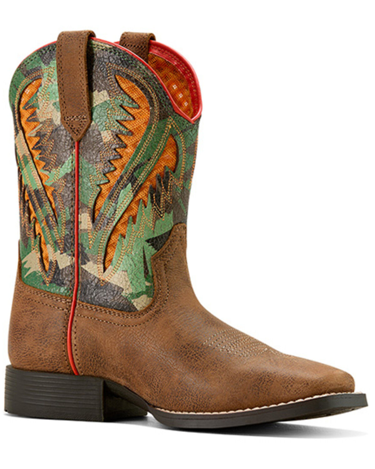Image #1 - Ariat Boys' Quickdraw VentTek Camo Western Boots - Broad Square Toe, Tan, hi-res