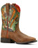 Image #1 - Ariat Boys' Quickdraw VentTek Camo Western Boots - Broad Square Toe, Tan, hi-res