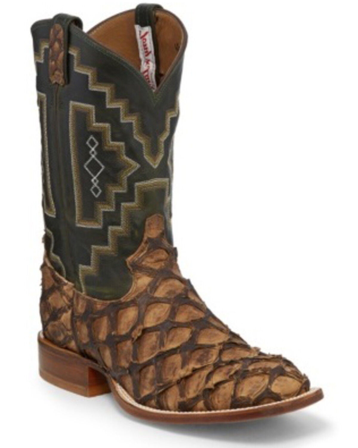 Tony Lama Men's Leviathan Exotic Pirarucu Western Boots - Square Toe, Brown, hi-res