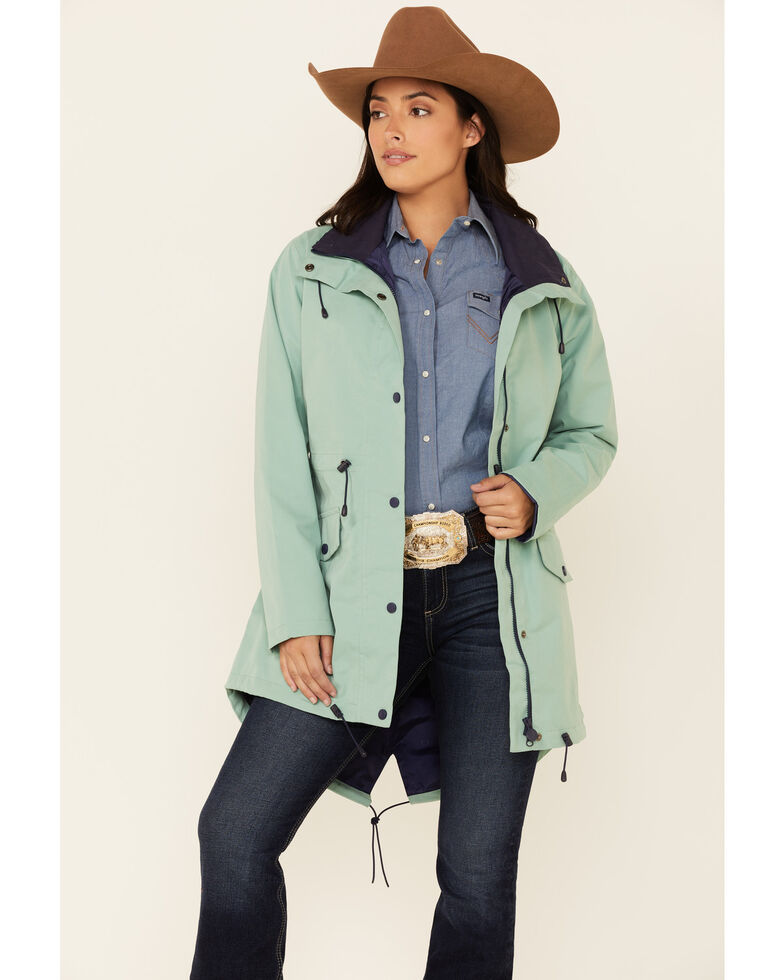 Outback Trading Co. Women's Solid Mint Fauna Storm Flap Rain Jacket , Light Green, hi-res