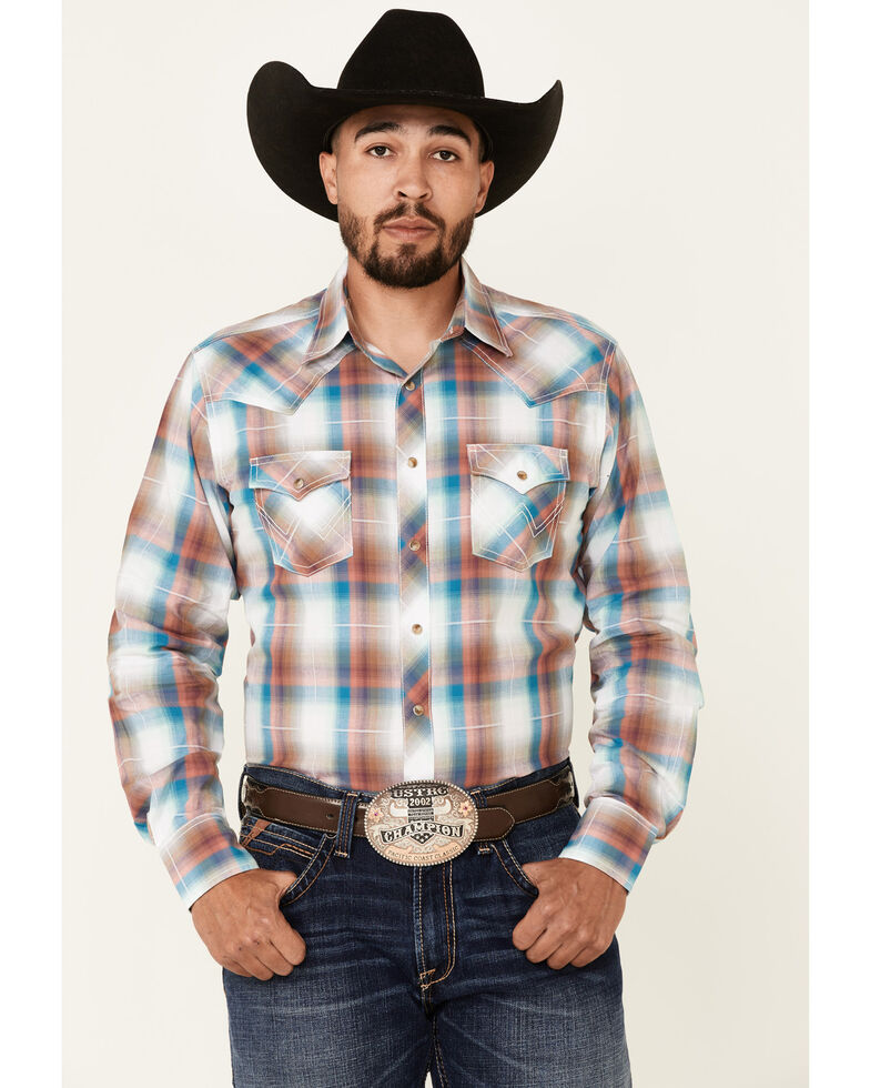 Wrangler Retro Men's Multi Large Plaid Long Sleeve Snap Western Shirt , Multi, hi-res
