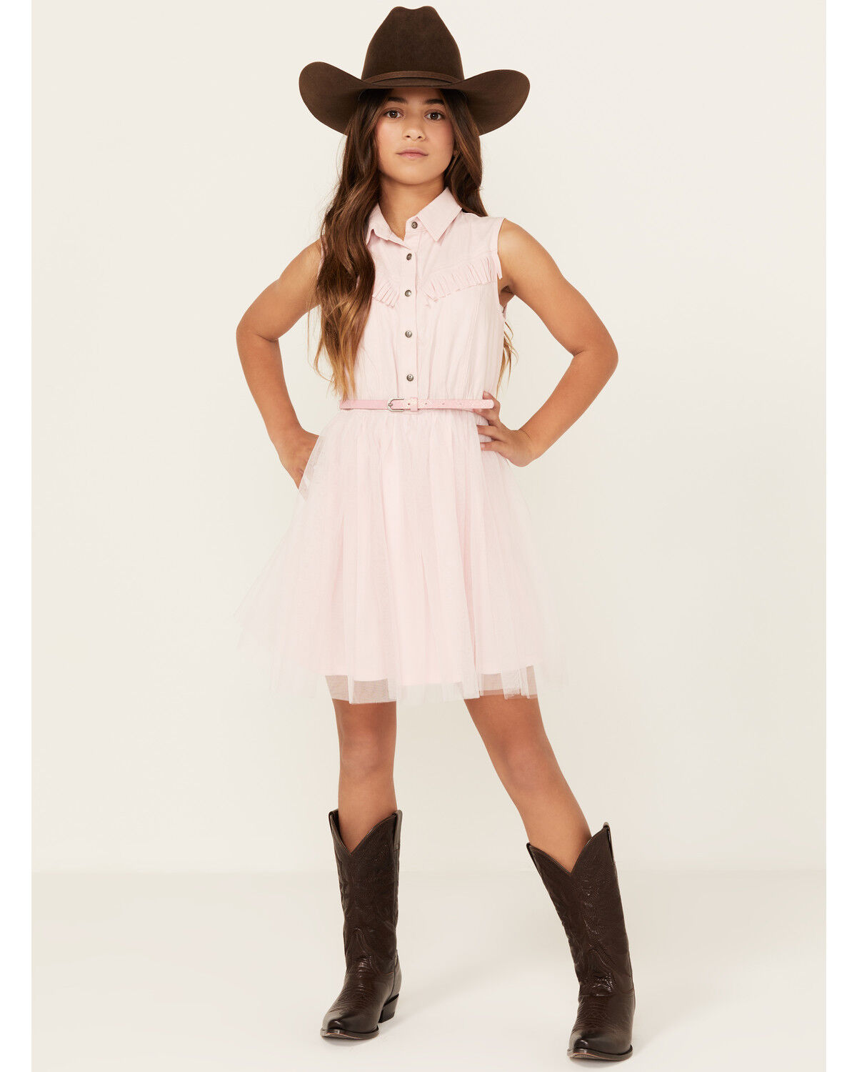 Image #1 - Sugar California Girls' Fringe Tutu Dress, Pink, hi-res