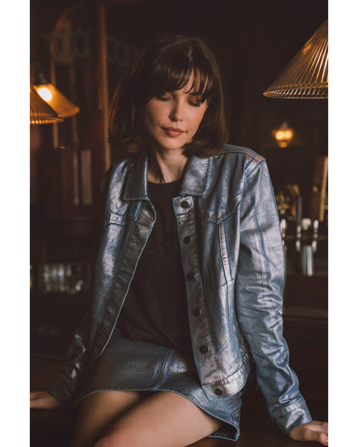 Image #1 - Idyllwind Women's Goldfinch Denim Foiled Jacket, Light Medium Wash, hi-res