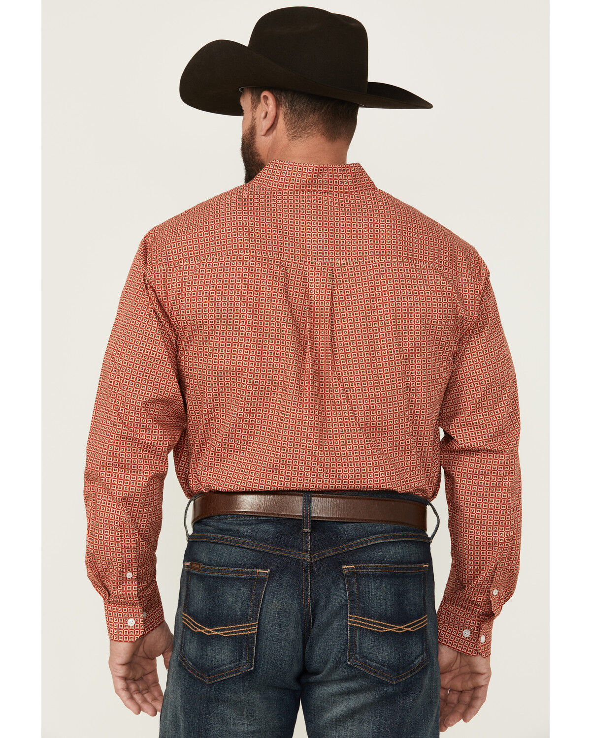 Image #4 - Cinch Men's Geo Print Long Sleeve Button-Down Western Shirt, Red, hi-res