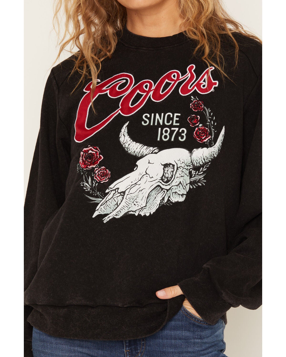 Image #3 - Coors Women's Embroidered Crew Neck Sweatshirt, Black, hi-res