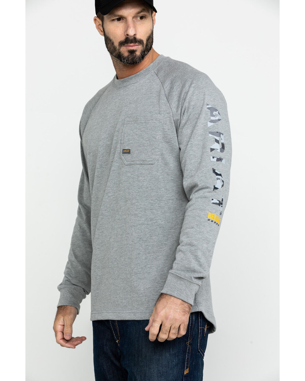 Image #3 - Ariat Men's Gray Rebar Cotton Strong Graphic Long Sleeve Work Shirt - Big & Tall, Heather Grey, hi-res