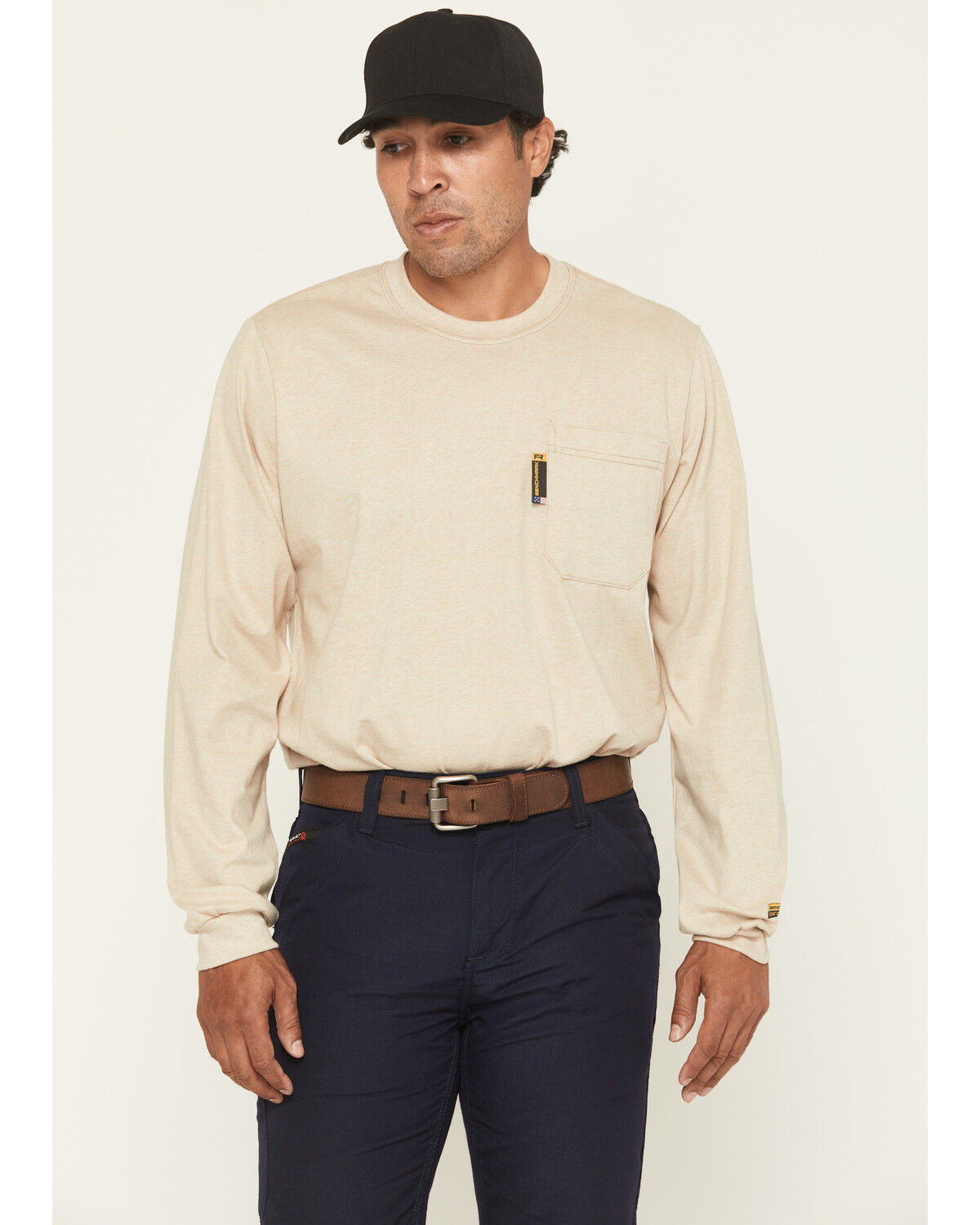 Image #2 - Benchmark FR Men's FR Ford Shale of South Texas Long Sleeve Work T-Shirt, Beige, hi-res