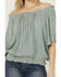 Image #3 - Band Of The Free Women's Solid Short Sleeve Off The Shoulder Blouse, Blue, hi-res