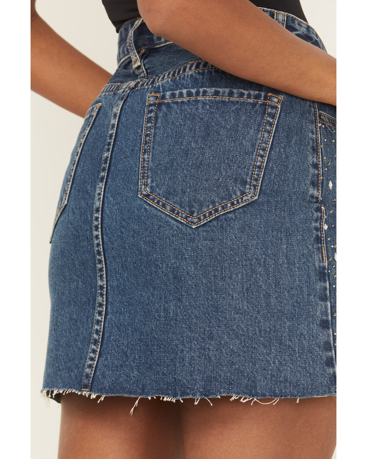 Image #3 - Rock & Roll Denim Women's Medium Wash Embellished Denim Mini Skirt, Medium Wash, hi-res
