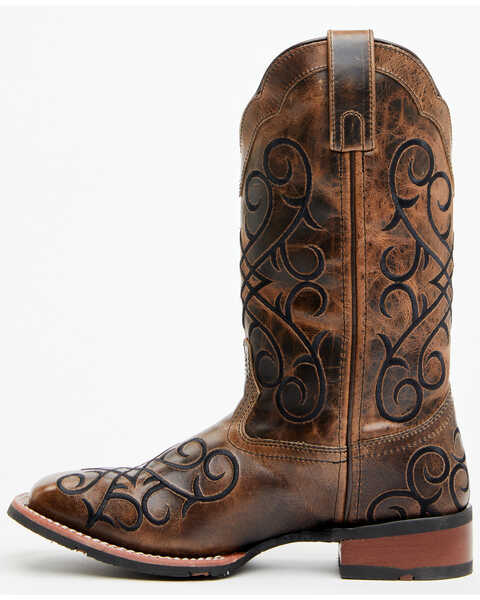 Image #3 - Laredo Women's Margo Western Boots - Broad Square Toe , Dark Brown, hi-res