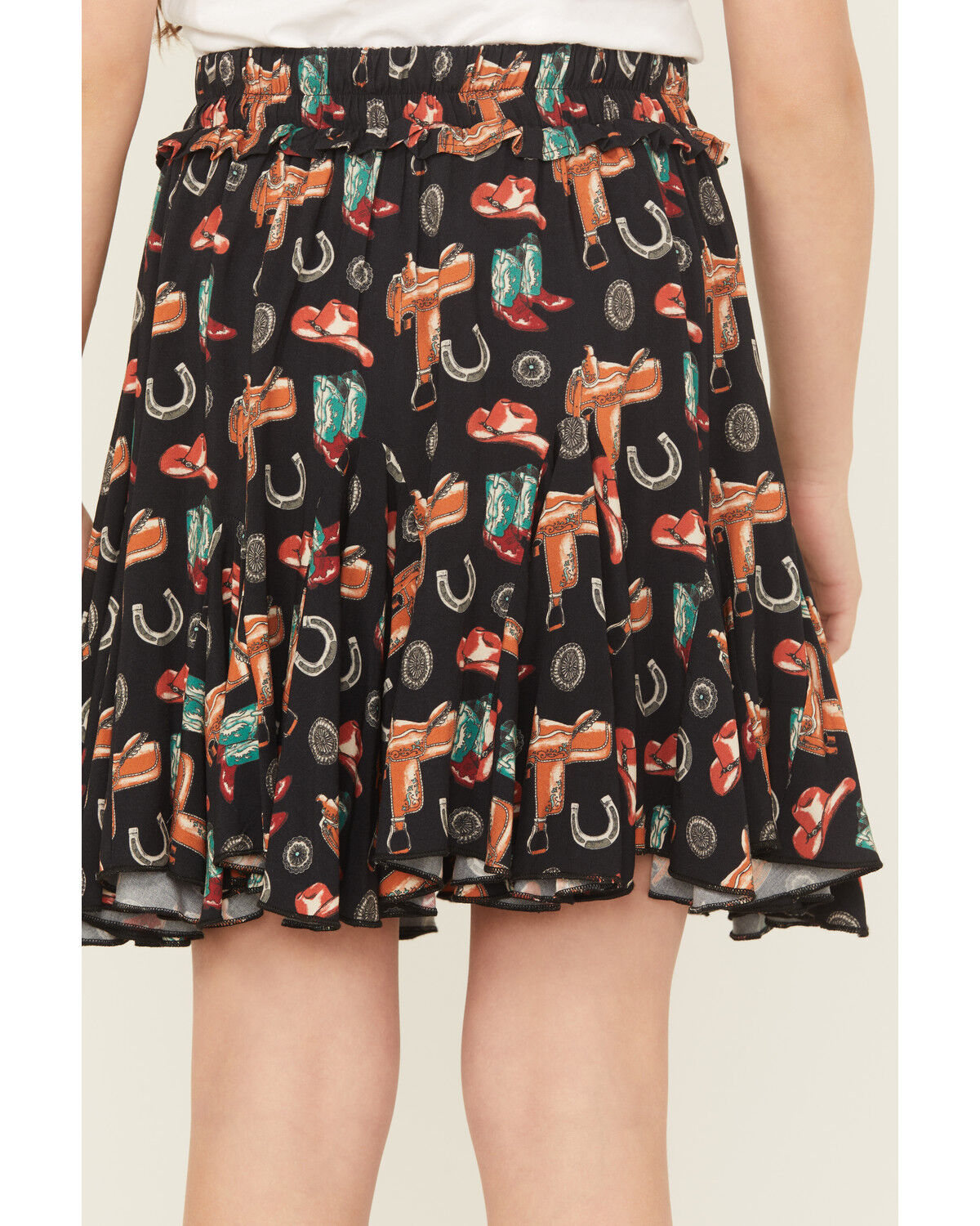 Image #4 - Panhandle Girls' Western Printed Skirt, Black, hi-res