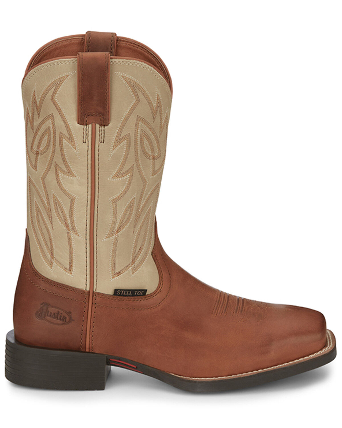 Image #2 - Justin Men's Canter Work Boots - Steel Toe, Brown, hi-res