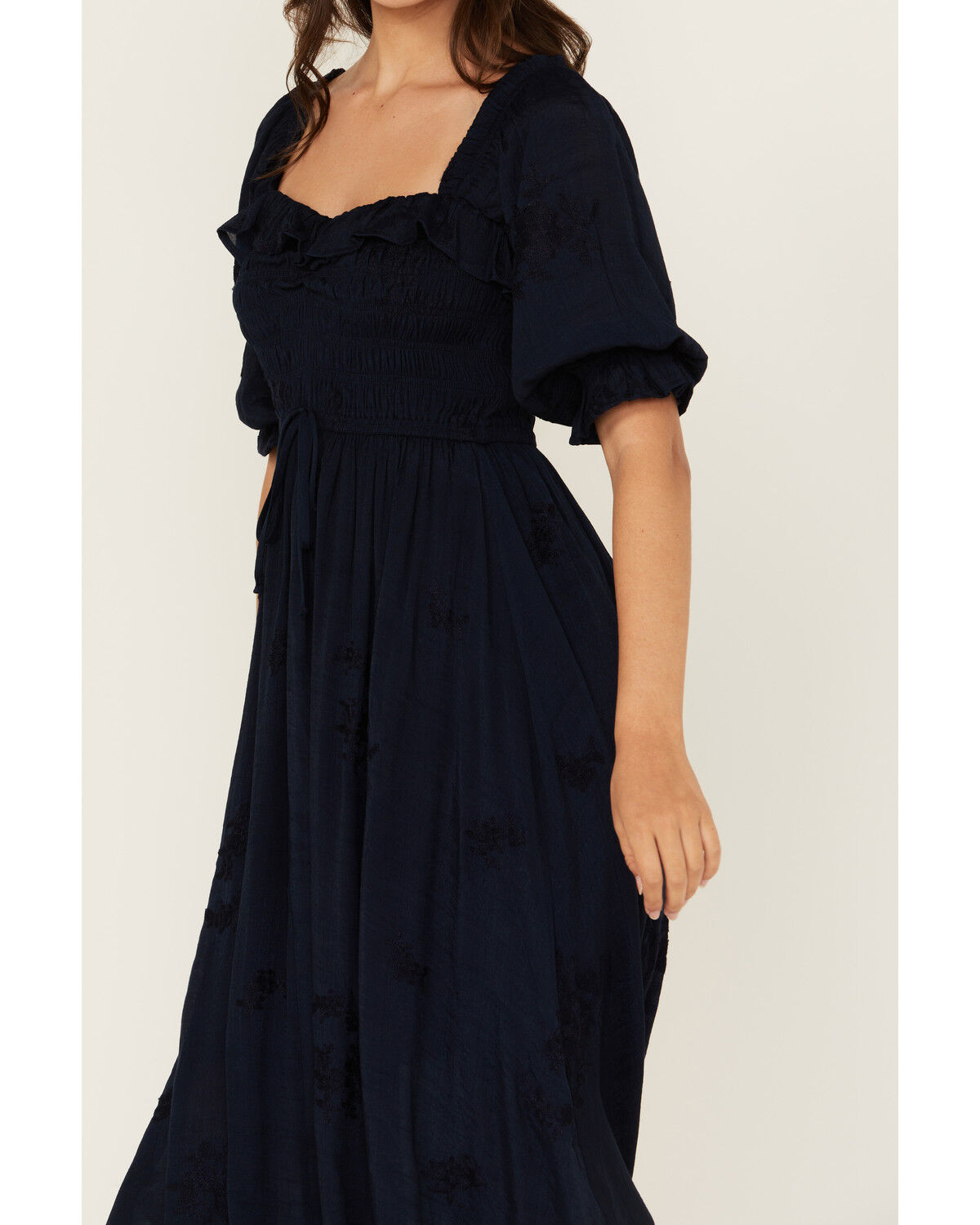 Image #4 - Wild Moss Women's Embroidered Half Sleeve Midi Dress, Navy, hi-res