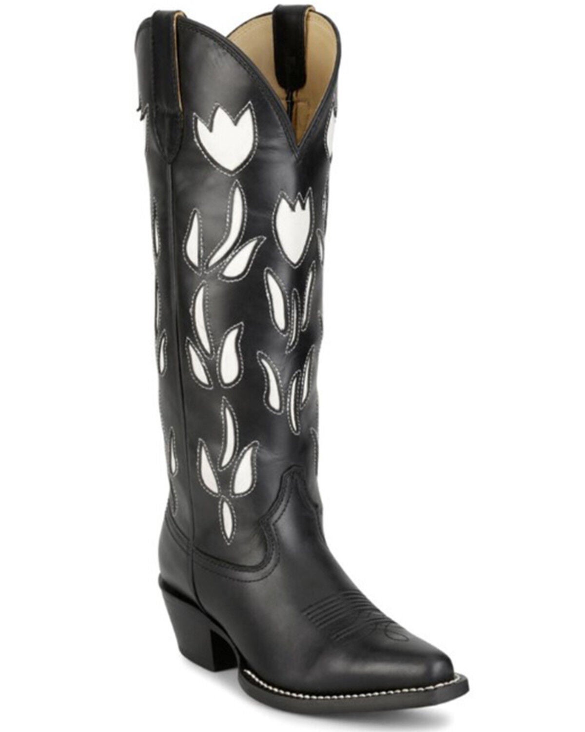 Image #1 - Justin Women's May Tall Western Boots - Snip Toe, Black, hi-res