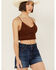 Image #1 - Fornia Women's Seamless Floral Bralette, Brown, hi-res