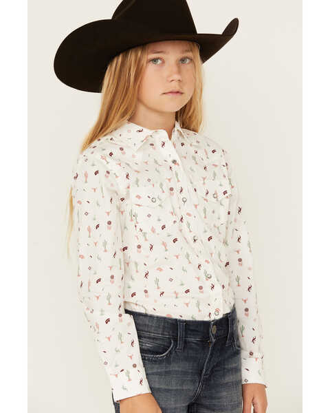 Image #2 - Ariat Girls' Santa Fe Print Long Sleeve Snap Western Shirt, Multi, hi-res