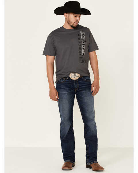 Image #2 - Jack Daniel's Men's Vertical Logo Graphic Short Sleeve T-Shirt , Charcoal, hi-res