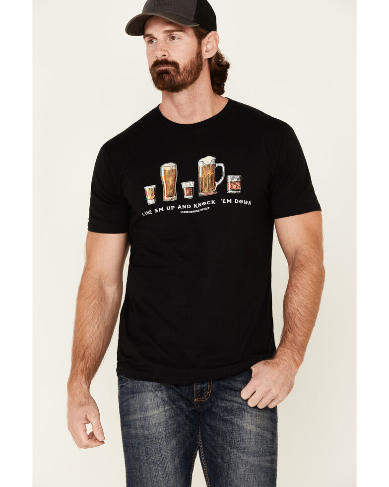 Moonshine Spirit Men's Black Line Em Up Graphic T-Shirt , Black, hi-res