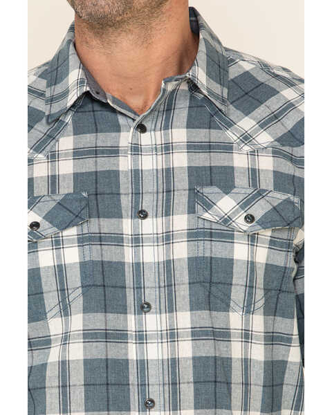 Image #3 - Cody James Men's Static Large Plaid Long Sleeve Western Shirt , Cream/blue, hi-res