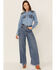 Image #2 - Kimes Ranch Women's KC Patched Denim Western Shirt, Indigo, hi-res