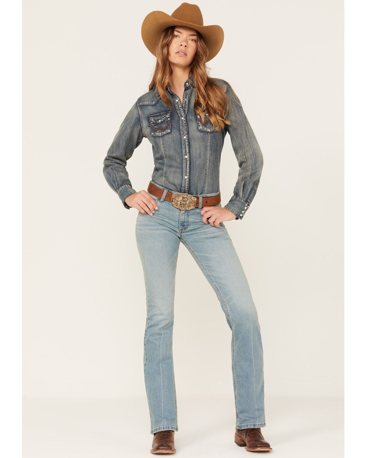Wrangler Retro Women's Medium Wash Mid Rise Madelyn Bootcut Jeans, Blue, hi-res
