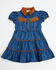 Image #1 - Sugar California Toddler Girls' Faux Suede Fringe Denim Dress, Dark Wash, hi-res