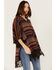 Image #2 - Cruel Girl Women's Southwestern Striped Print Poncho, Brown, hi-res