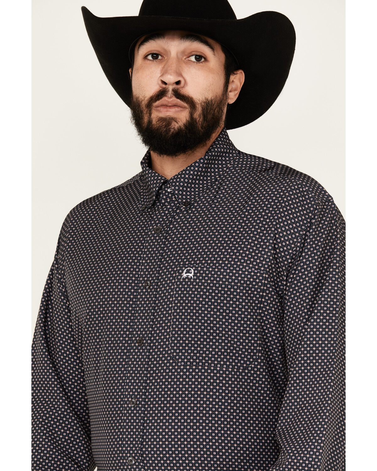 Image #2 - Cinch Men's ARENAFLEX® Floral Geo Print Long Sleeve Button-Down Performance Stretch Western Shirt, Charcoal, hi-res