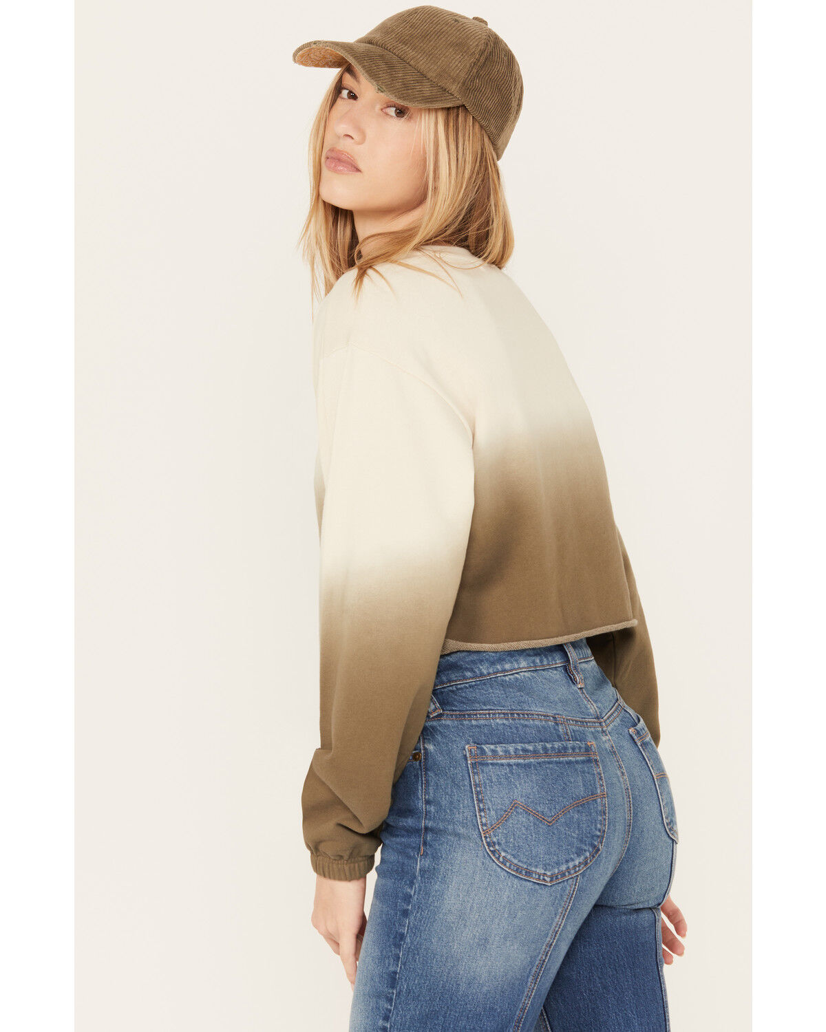 Image #4 - Cleo + Wolf Women's Ombre Cropped Dolman Sweatshirt, Sage, hi-res