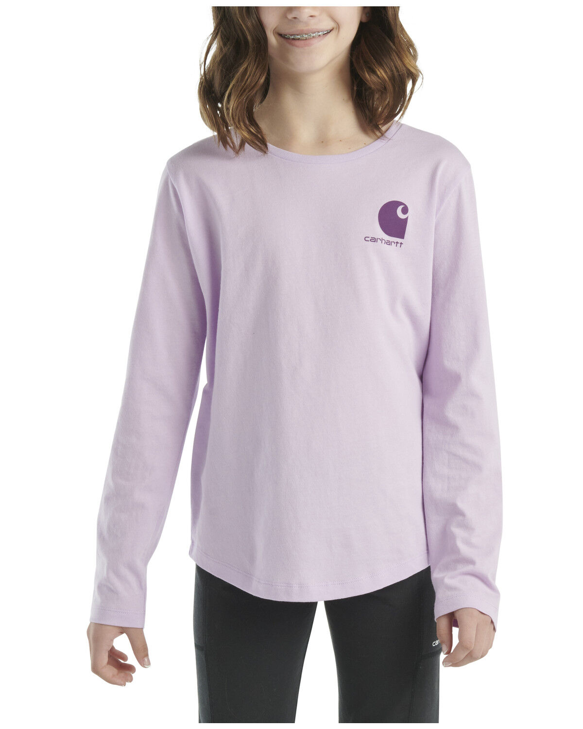 Image #2 - Carhartt Little Girls' Desert Logo Long Sleeve Graphic Shirt, Purple, hi-res