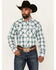 Image #1 - Wrangler Retro Men's Plaid Print Long Sleeve Snap Western Shirt - Tall, Turquoise, hi-res