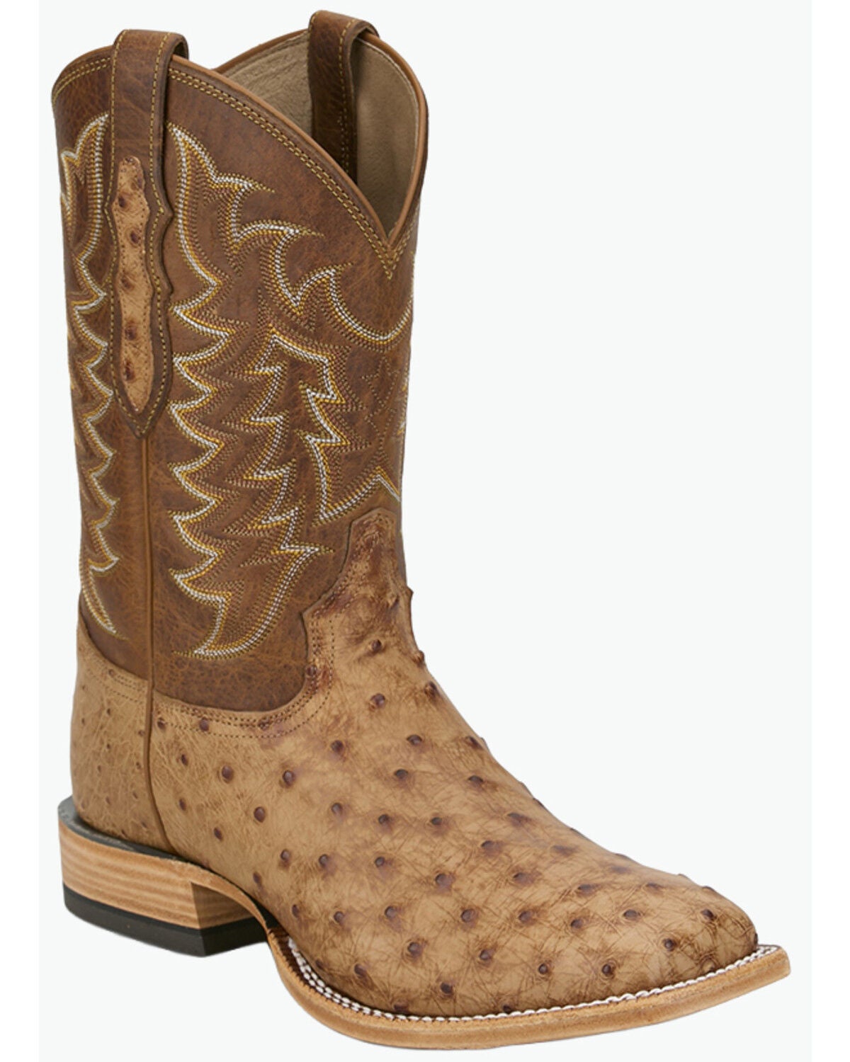 Tony Lama Men's Heritage Juan Exotic Ostrich Western Boots - Broad Square Toe, Brandy Brown, hi-res