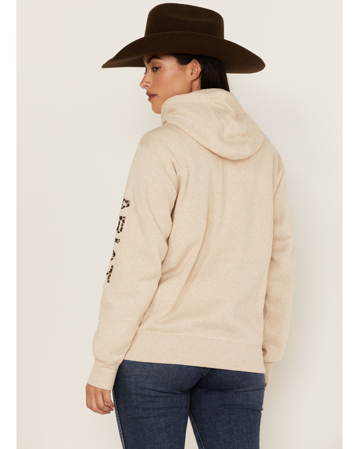 Image #4 - Ariat Women's Boot Barn Exclusive Embroidered Logo Hoodie, Tan, hi-res