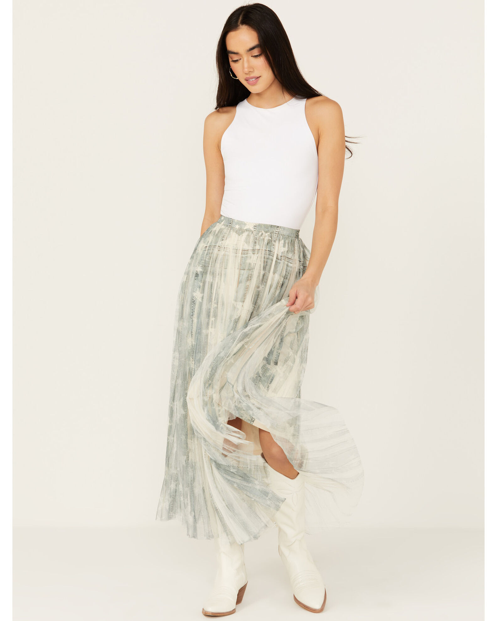 Star print 2025 midi skirt