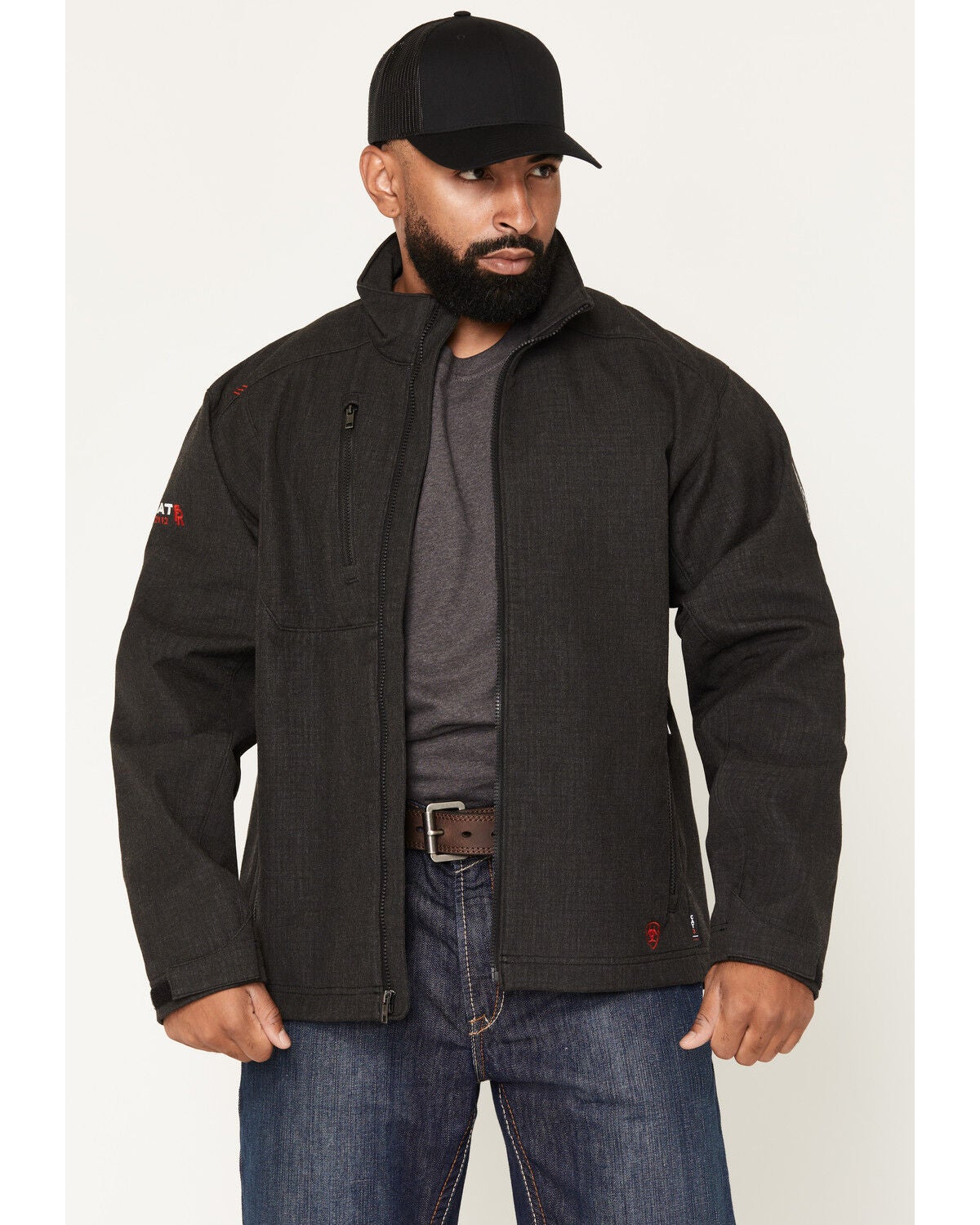 Ariat Men's FR Team Logo Softshell Jacket, Black, hi-res