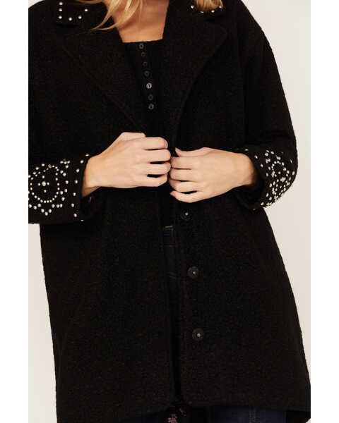 Image #3 - Idyllwind Women's Studded Wool Snap Coat, Black, hi-res