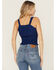 Image #4 - Shyanne Women's Solid Jacquard Smocked Sleeveless Tank Top, Blue, hi-res