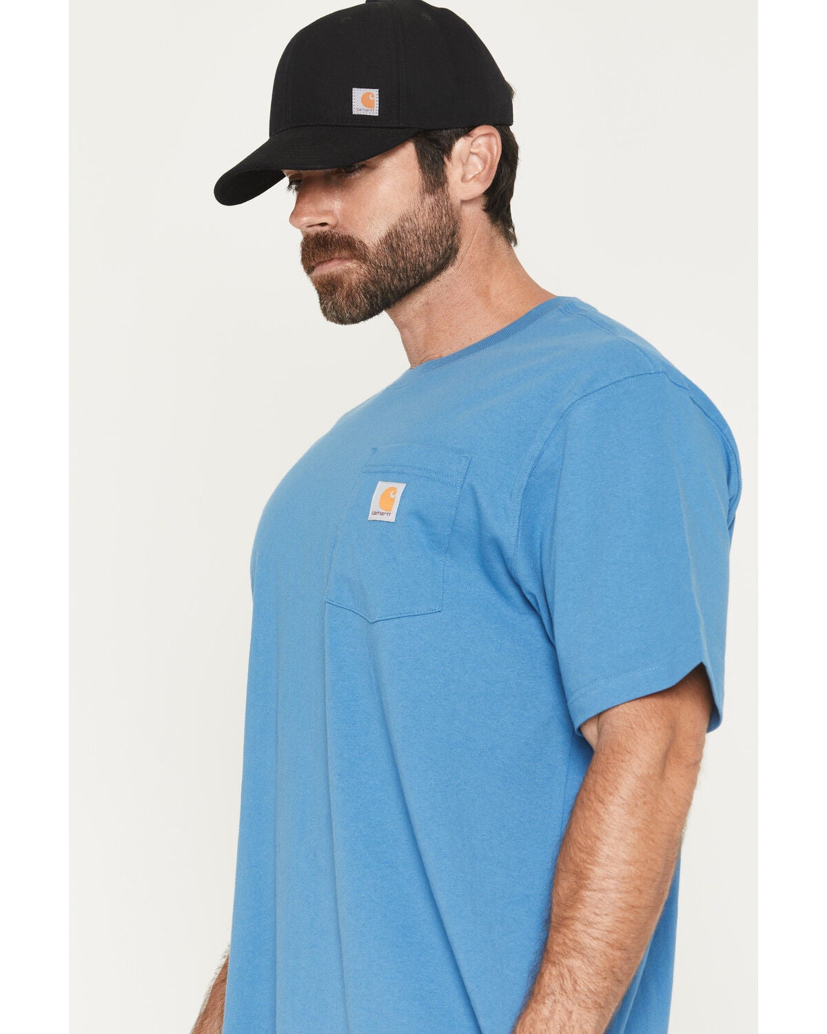 Image #2 - Carhartt Men's Loose Fit Heavyweight Logo Pocket Work T-Shirt, Blue, hi-res