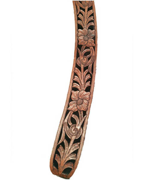Kobler Women's Hand Tooled Inlay Belt , Dark Brown, hi-res