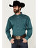 Image #1 - Resistol Men's Jackson Business Micro Striped Long Sleeve Button-Down Western Shirt, Teal, hi-res