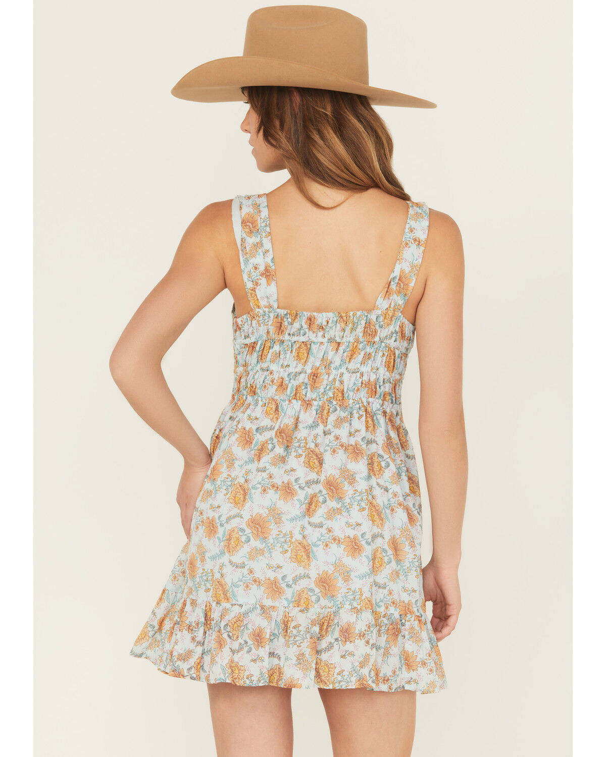 Image #4 - Rock & Roll Denim Women's Floral Print Sleeveless Mini Dress, Light Blue, hi-res