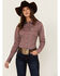 Image #1 - Cinch Women's Printed Long Sleeve Snap Western Shirt, Red, hi-res