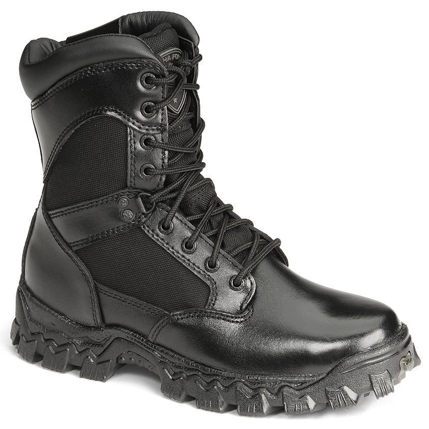 Rocky Men's 8" AlphaForce Zipper Waterproof Duty Boots, Black, hi-res