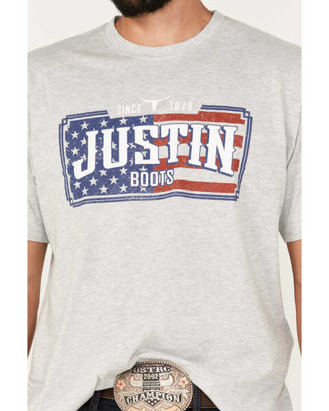 Image #3 - Justin Men's Americana License Plate Graphic T-Shirt, Heather Grey, hi-res