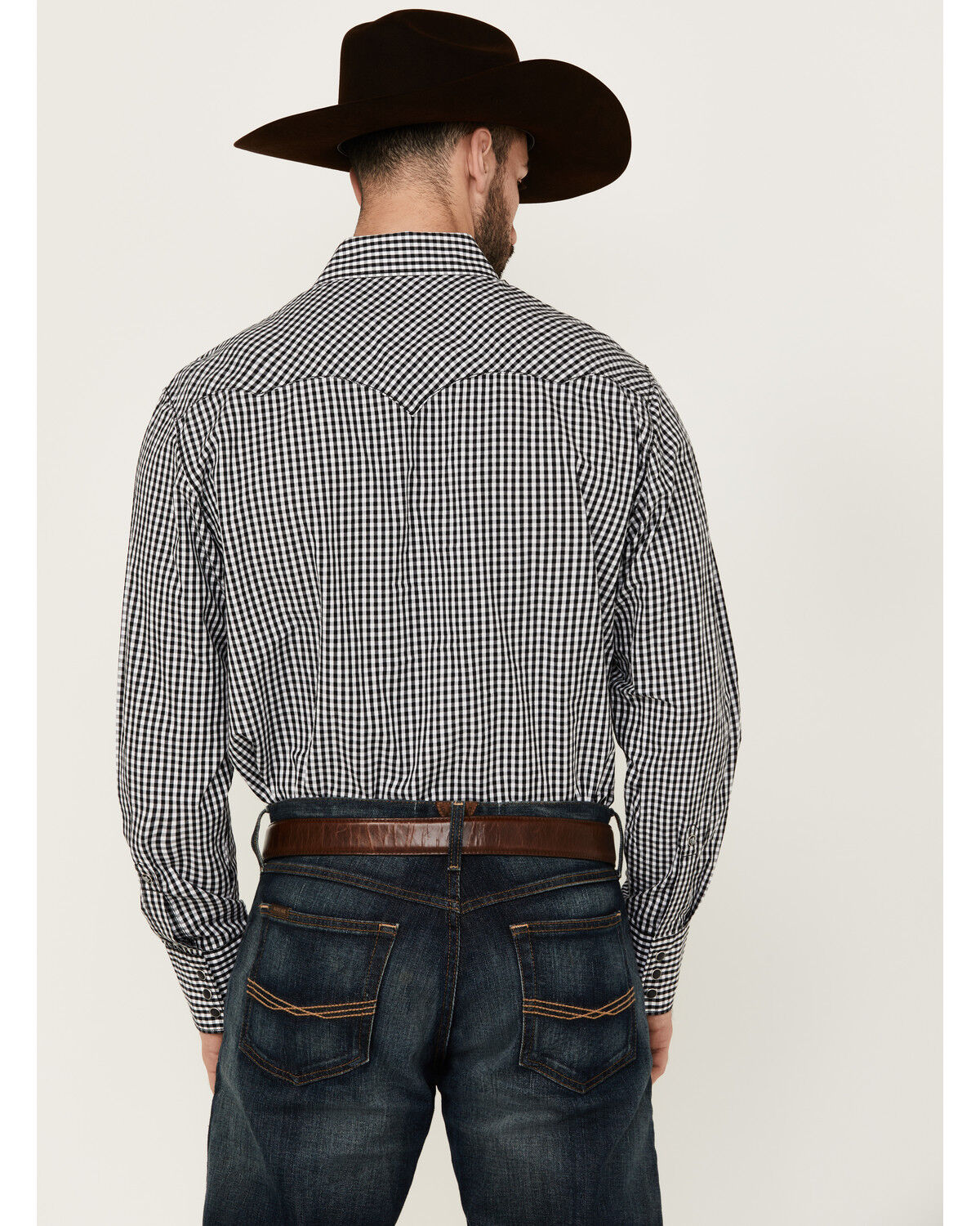 Image #4 - Wrangler Men's Rodeo Checkered Print Long Sleeve Snap Western Shirt, Black, hi-res