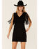 Image #1 - Idyllwind Women's Lady Bird Faux Suede Fringe Muscle Sleeve Dress, Black, hi-res