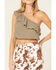Image #3 - Jolt Women's One-Shoulder Ruffle Crop Top, Olive, hi-res